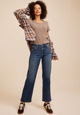 Flying Monkey™ High Rise Raw Hem Slim Wide Leg Jean, C258, small