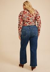 Plus Size Flying Monkey™ High Rise Raw Hem Slim Wide Leg Jean, C258, small