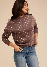 Polka Dot Crew Neck Sweatshirt, C4045, small