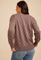 Polka Dot Crew Neck Sweatshirt, C4045, small