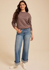 Polka Dot Crew Neck Sweatshirt, C4045, small
