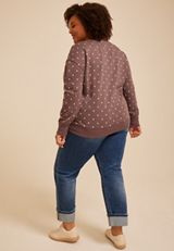 Plus Size Polka Dot Crew Neck Sweatshirt, C4045, small