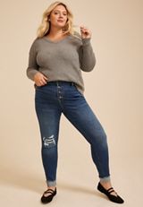 Plus Size m jeans by maurices™ Cool Comfort High Rise Button Fly Jegging, C258, small
