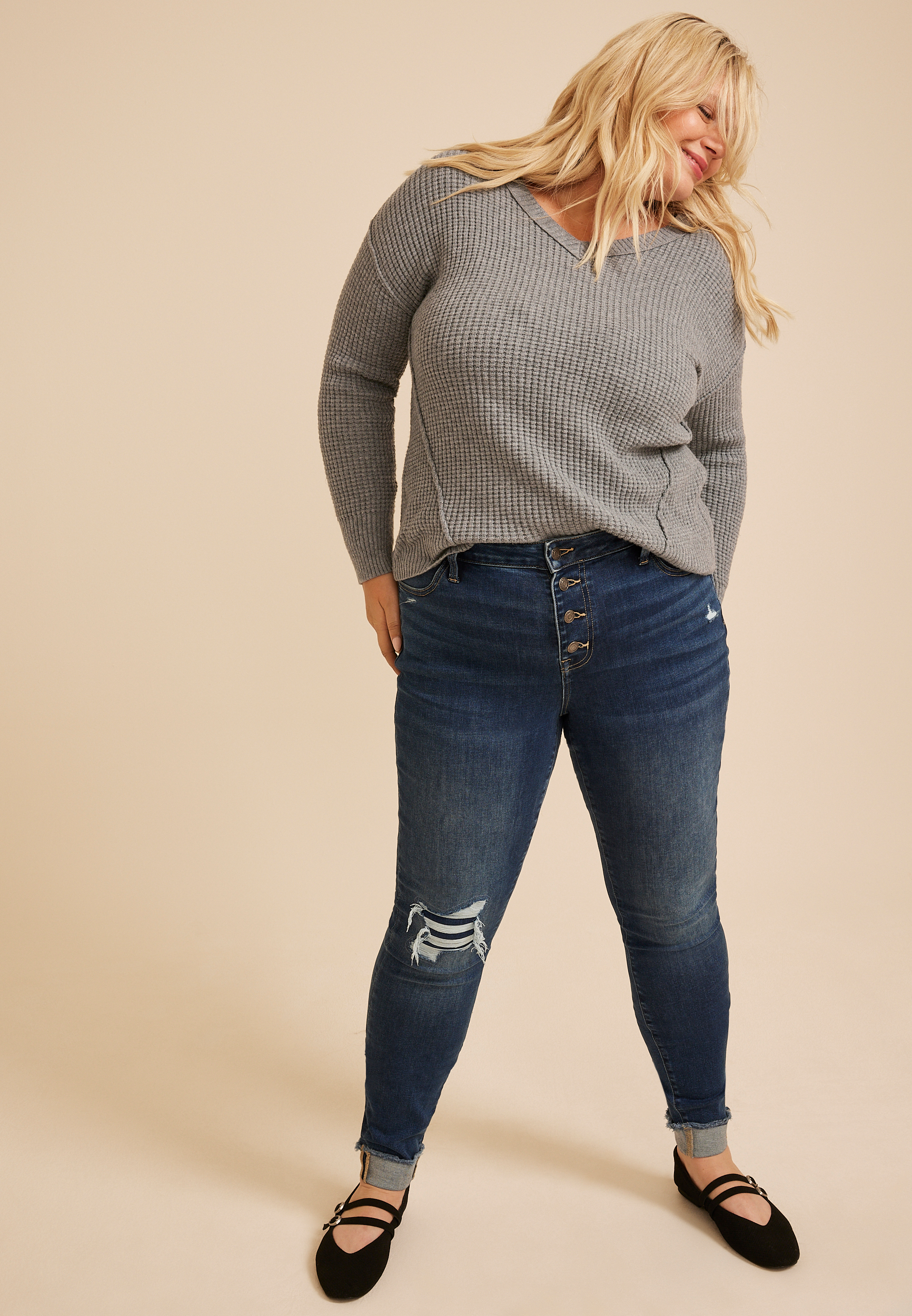Plus Size m jeans by maurices™ Cool Comfort High Rise Button Fly Jegging, C258, large