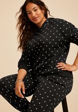 Plus Size Polka Dot Hoodie, C106, small