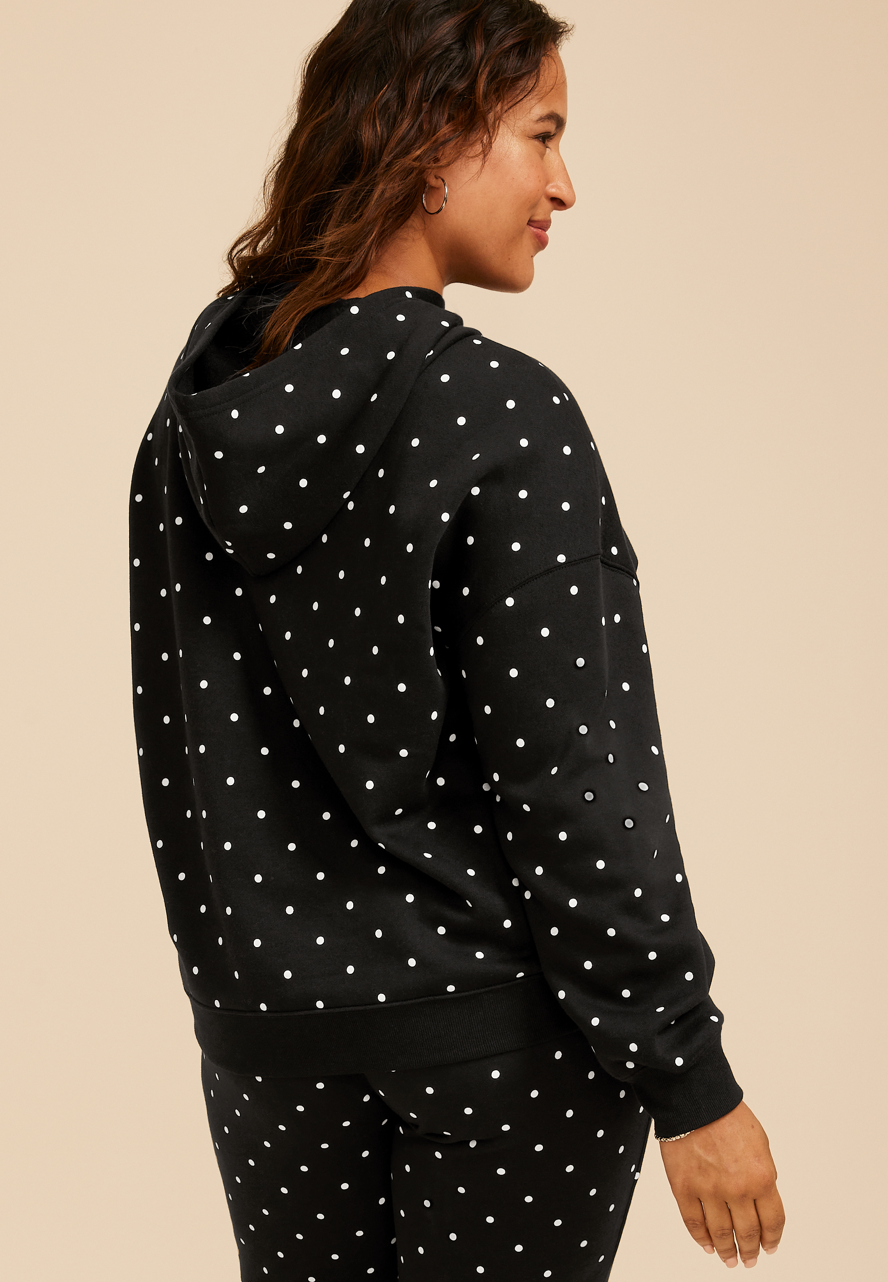 Plus Size Polka Dot Hoodie, C106, large