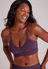 True Stretch Seamless Jacquard Bralette, POTENT PURPLE, small