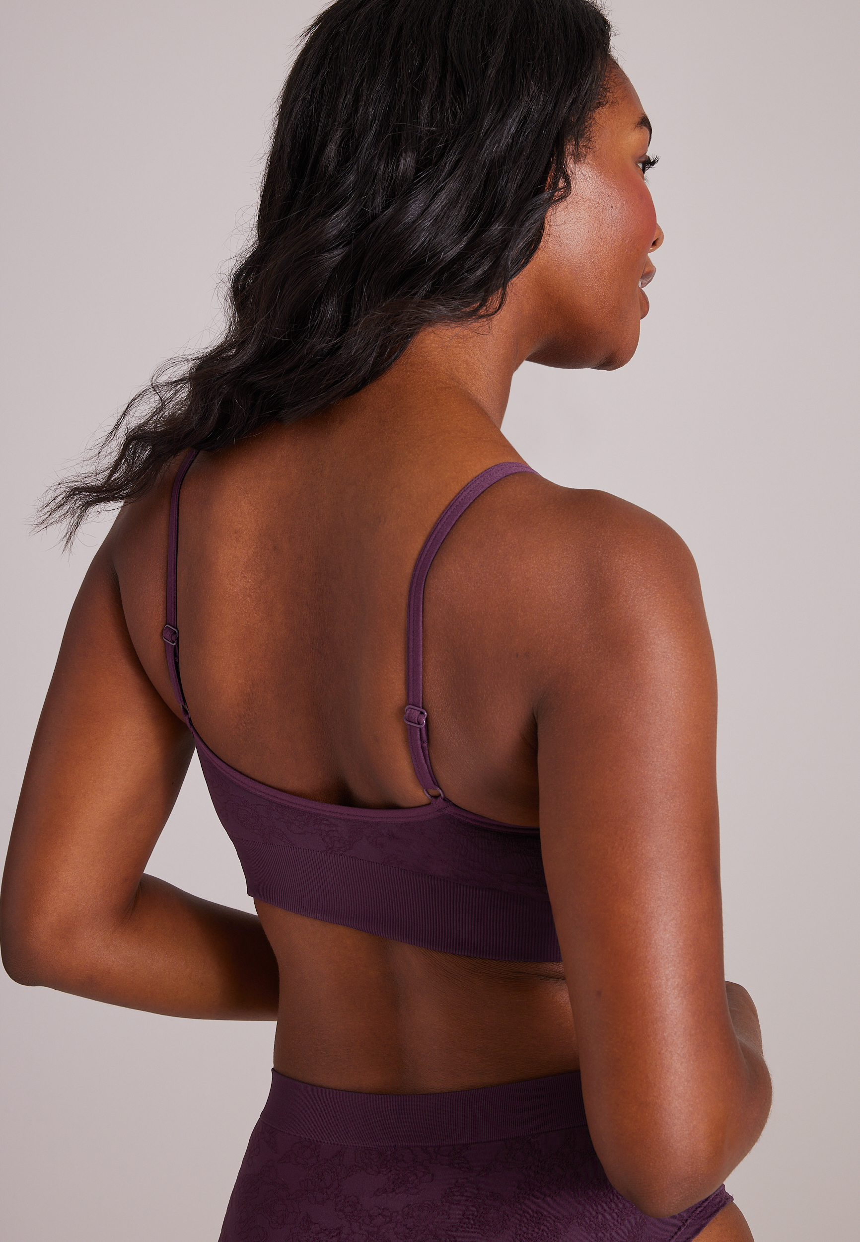 True Stretch Seamless Jacquard Bralette, POTENT PURPLE, large