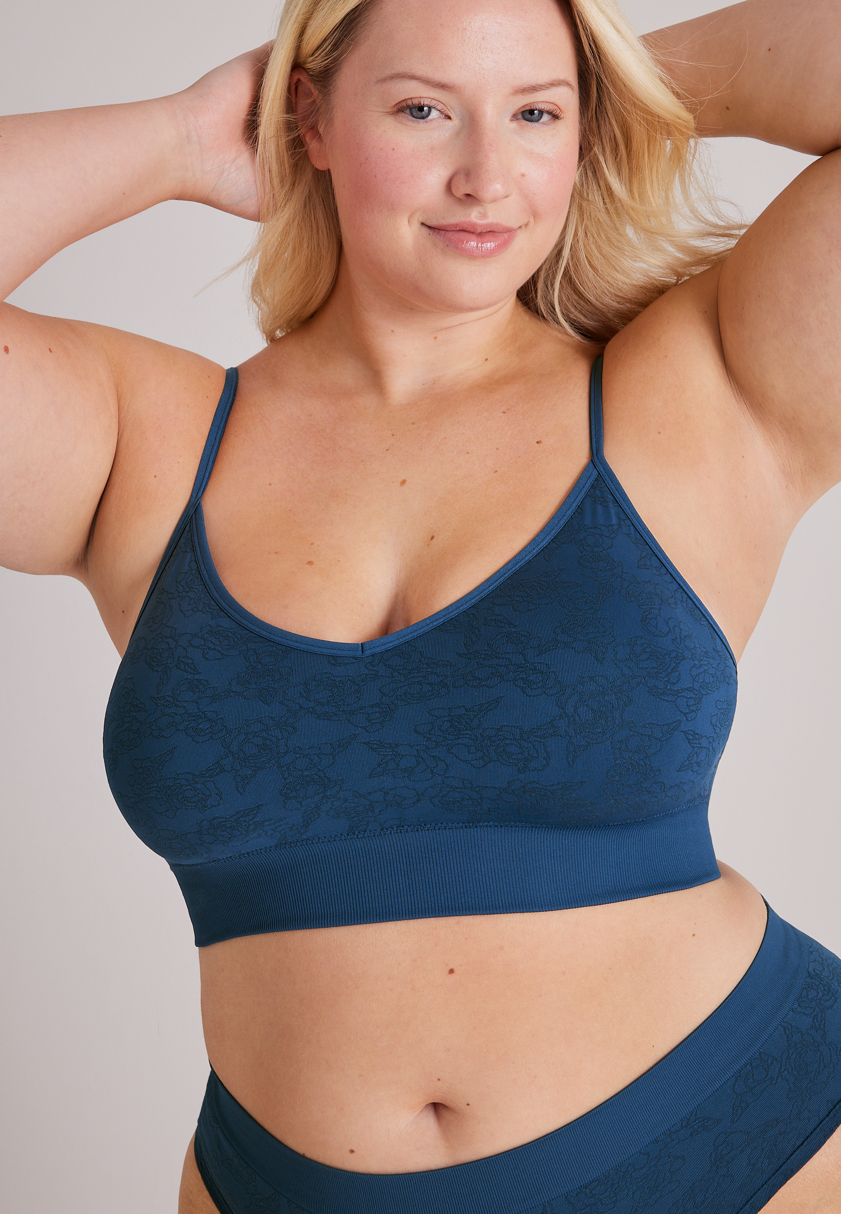 True Stretch Seamless Jacquard Bralette, POTENT PURPLE, large