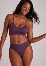 Seamless Hipster Floral Jacquard Panty, POTENT PURPLE, small