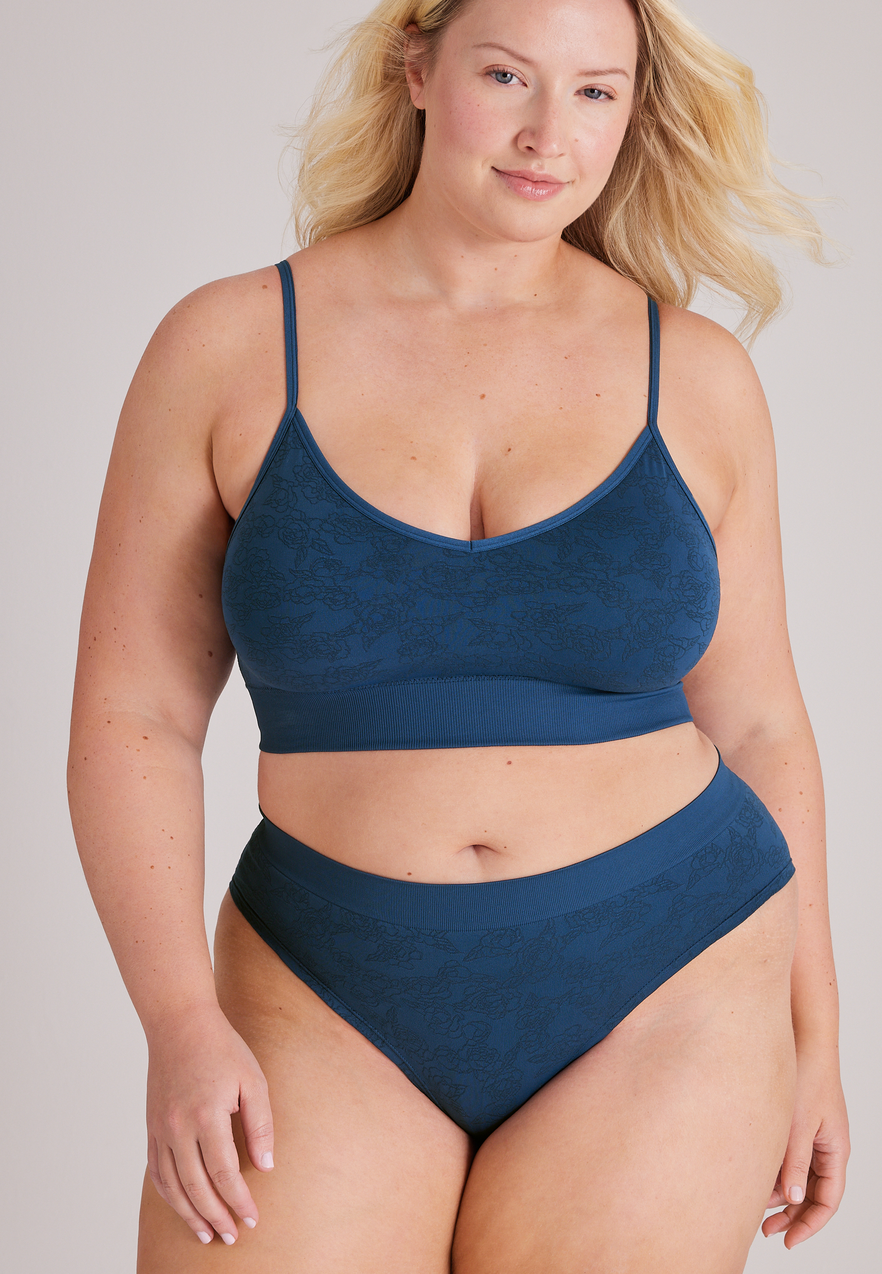 Seamless Hipster Floral Jacquard Panty, POTENT PURPLE, large
