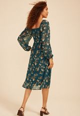 Floral Metallic Smocked Midi Dress, C3784, small
