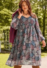 Plus Size Floral Smocked Midi Dress, C5556, small
