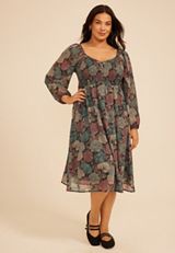 Plus Size Floral Smocked Midi Dress, C5556, small