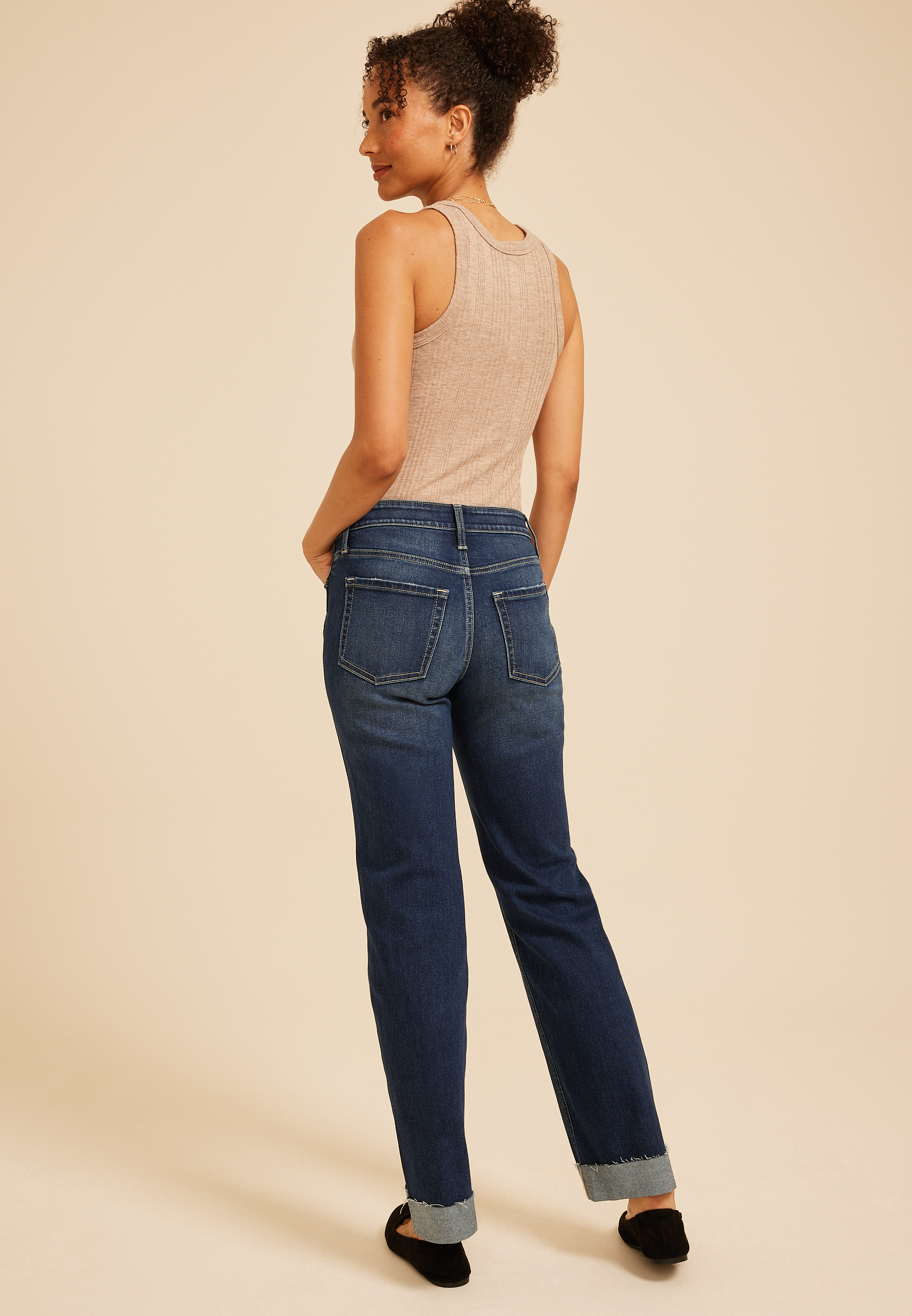 m jeans by maurices™ High Dark Seamed Relaxed Straight Jean, C258, large