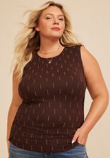 Plus Size Studio Y Studded Cinch Tank, COFFEE BEAN, small