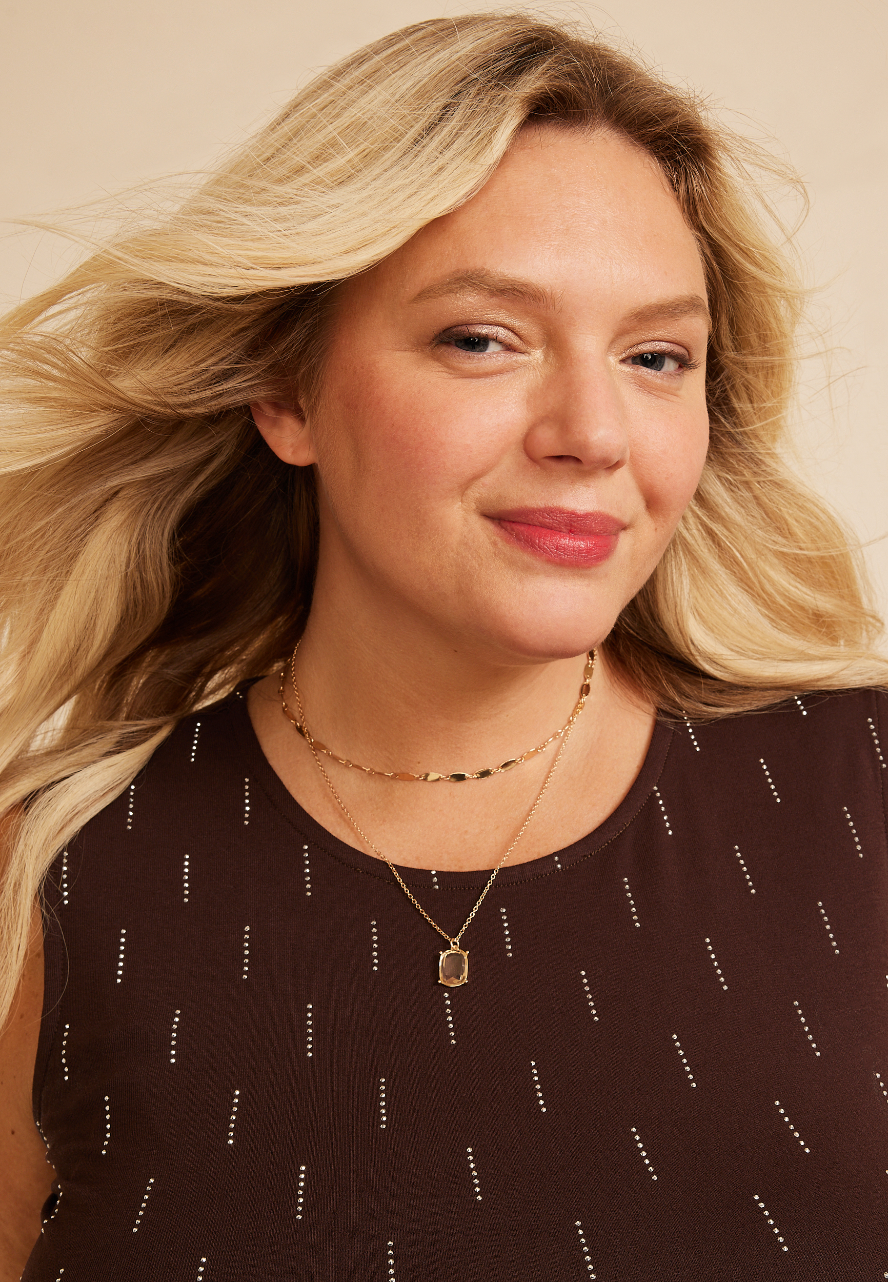 Plus Size Studio Y Studded Cinch Tank, COFFEE BEAN, large