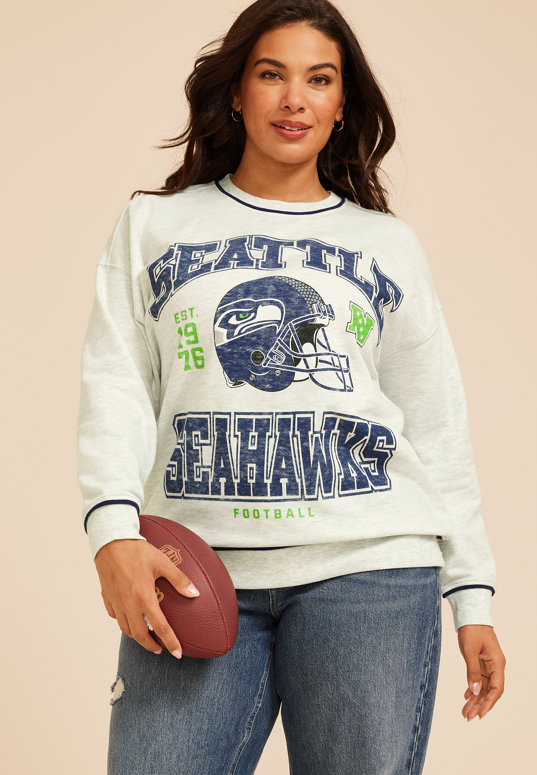 Plus Size NFL Crew Neck Sweatshirt