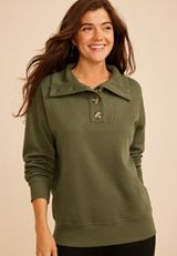 Quarter Button Front Pullover, C9161, small