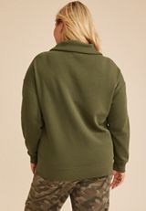 Plus Size Quarter Button Front Pullover, C9161, small