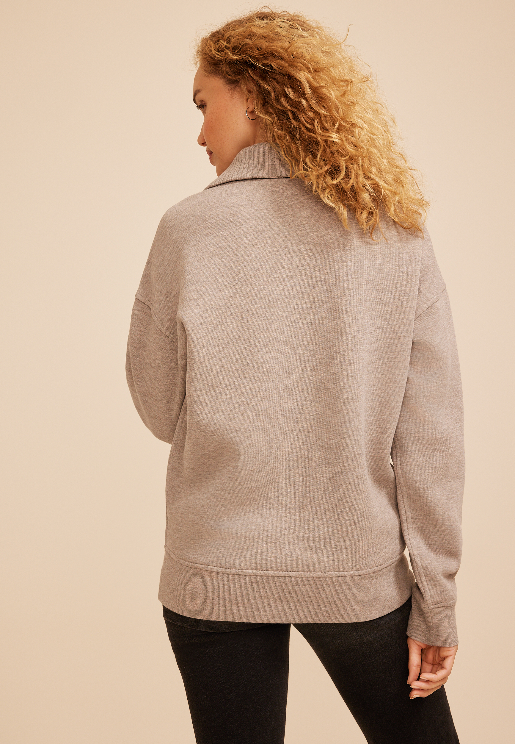 Quarter Button Front Sweatshirt, C1923, large