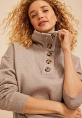 Quarter Button Front Sweatshirt, C1923, small