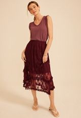 Floral Lace Hanky Hem Maxi Skirt, C5221, small