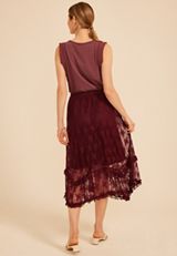 Floral Lace Hanky Hem Maxi Skirt, C5221, small