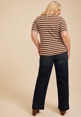 Plus Size 24/7 Striped Ribbed Elbow Sleeve Tee, C30, small