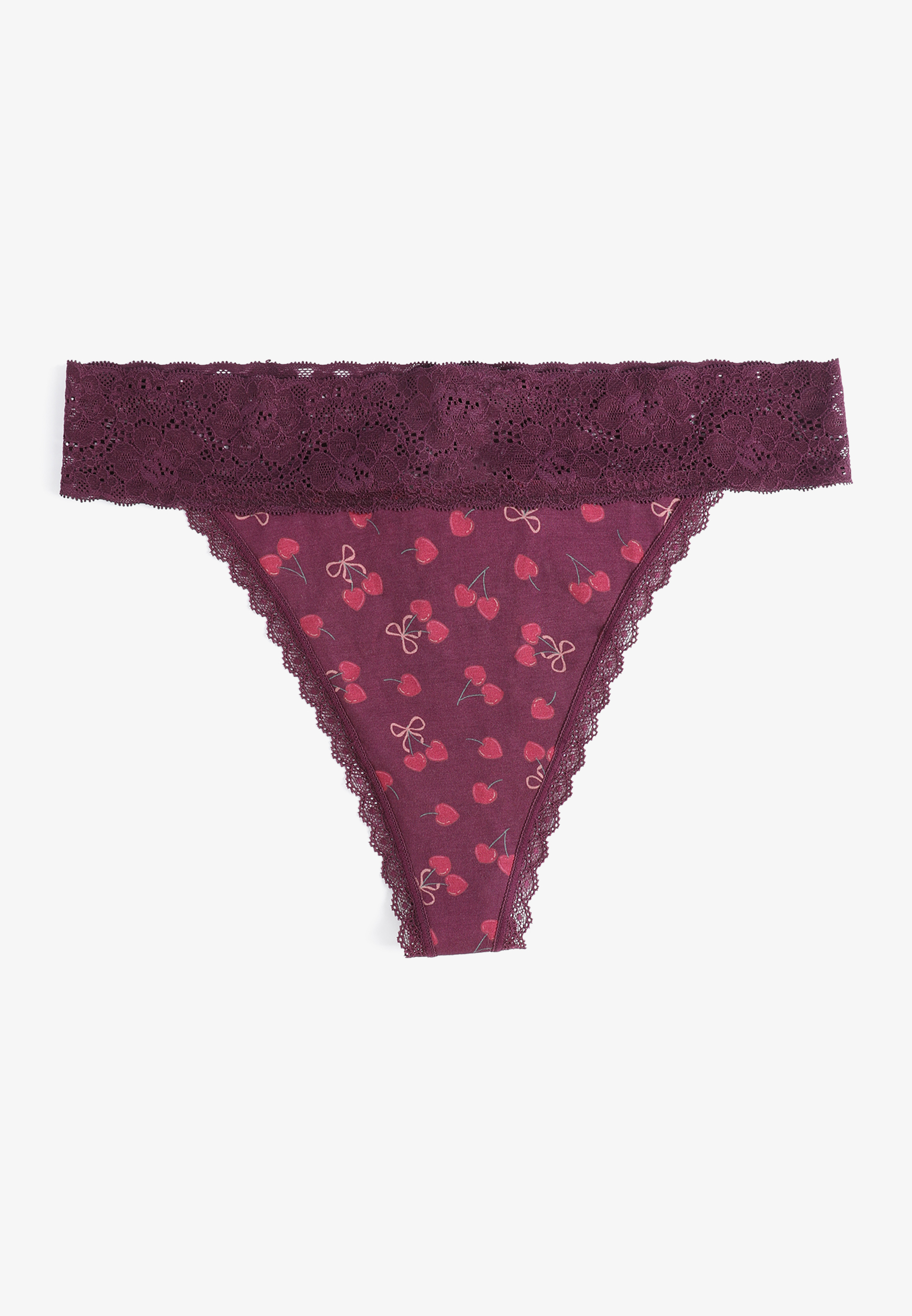 Simply Comfy Cotton Cherry Print Thong Panty