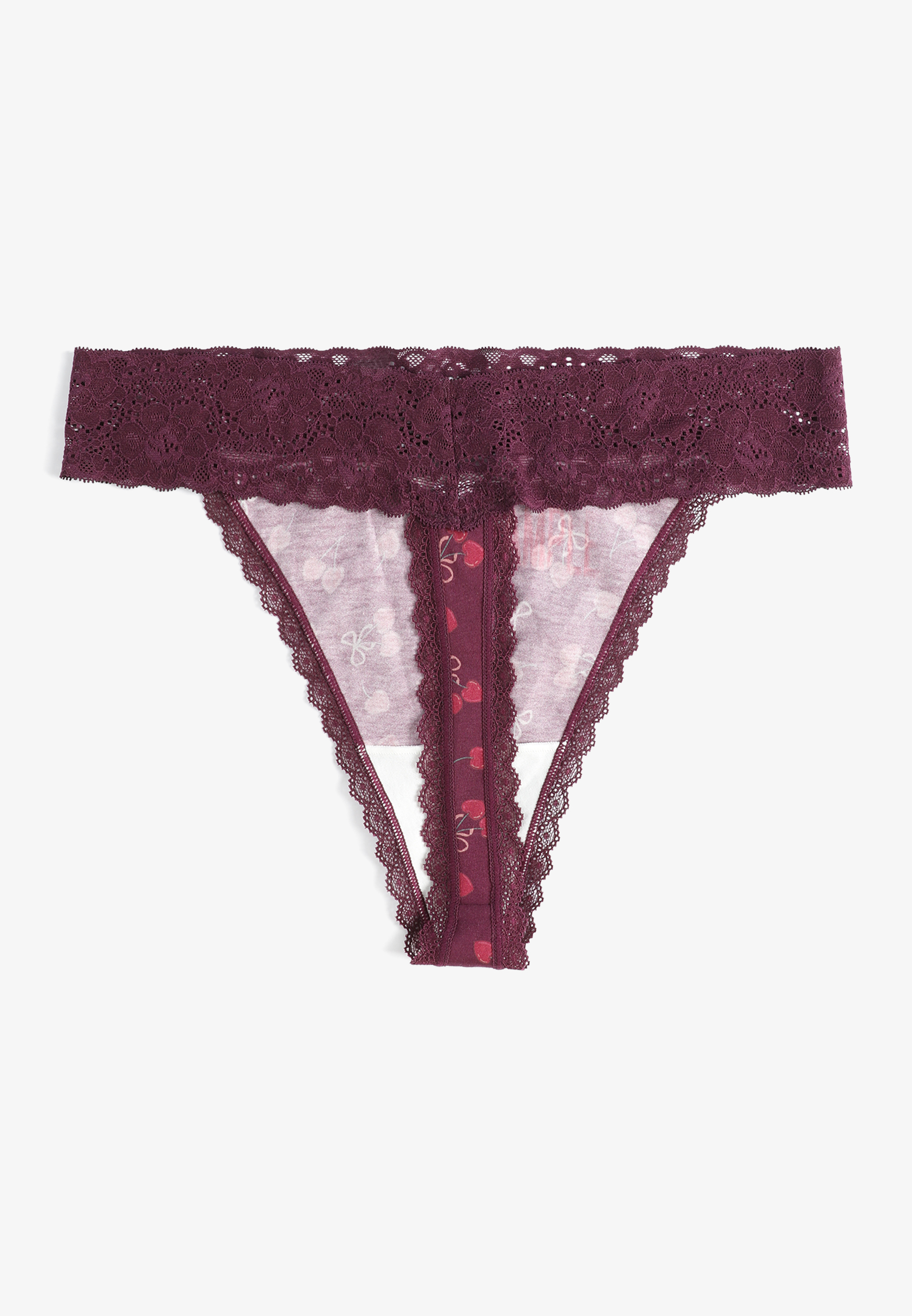 Simply Comfy Cotton Cherry Print Thong Panty, C9028, large