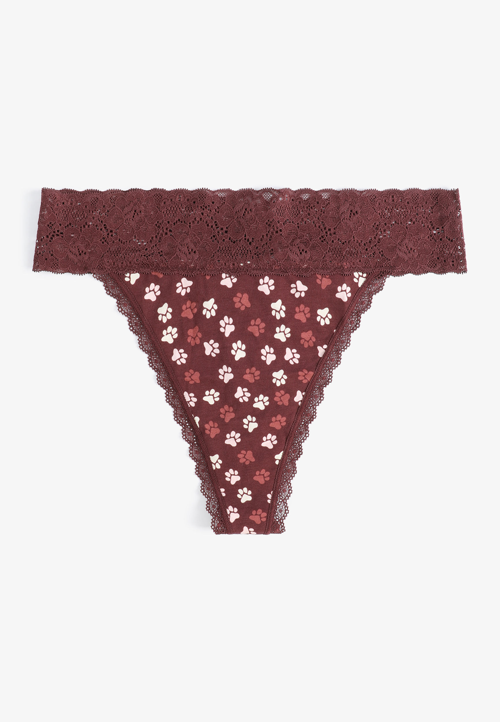 Simply Comfy Cotton Paw Print Thong Panty