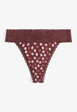 Simply Comfy Cotton Paw Print Thong Panty, C392, small