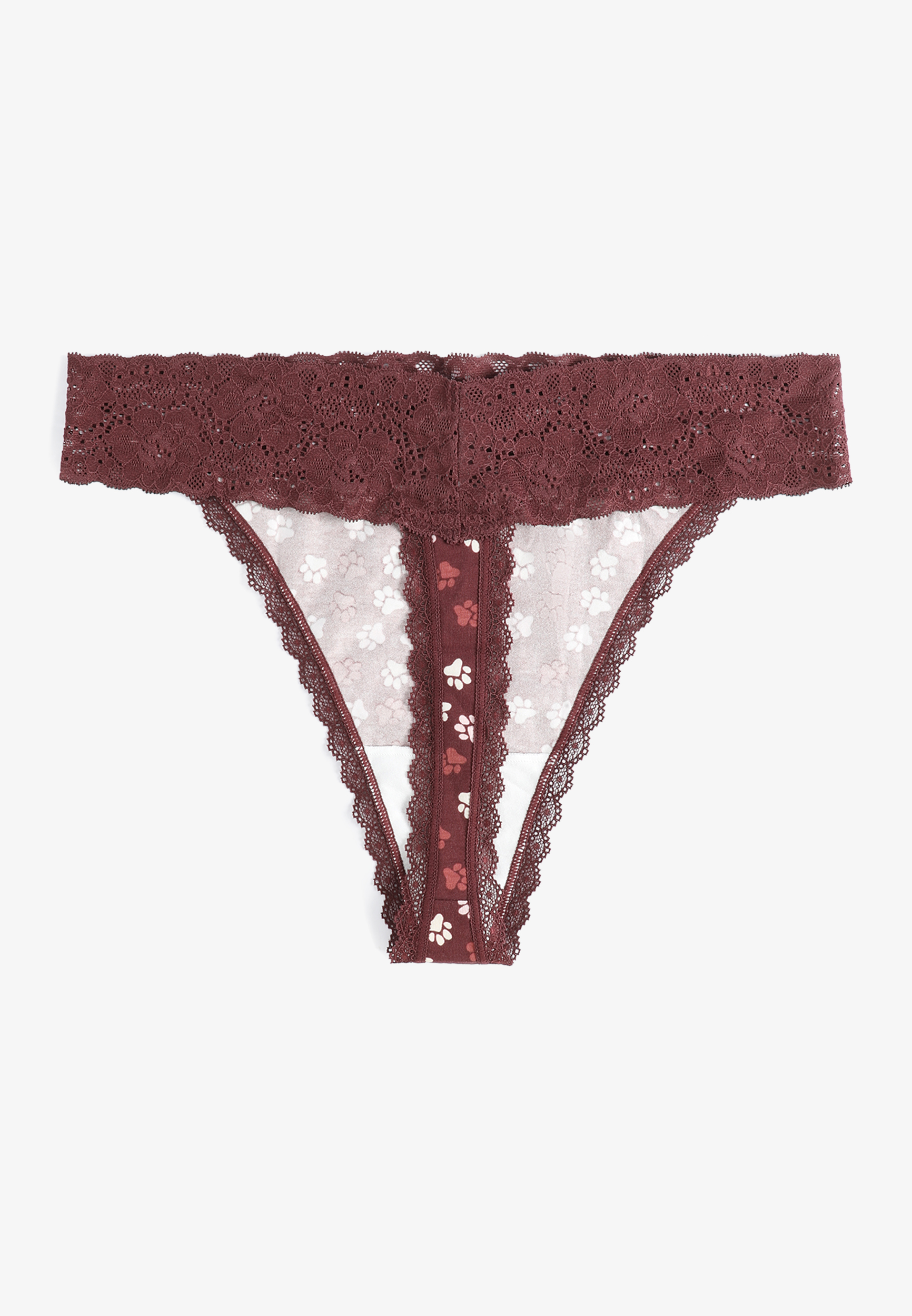 Simply Comfy Cotton Paw Print Thong Panty, C392, large