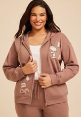 Plus Size Snoopy Halloween Zip Front Hoodie, C5713, small