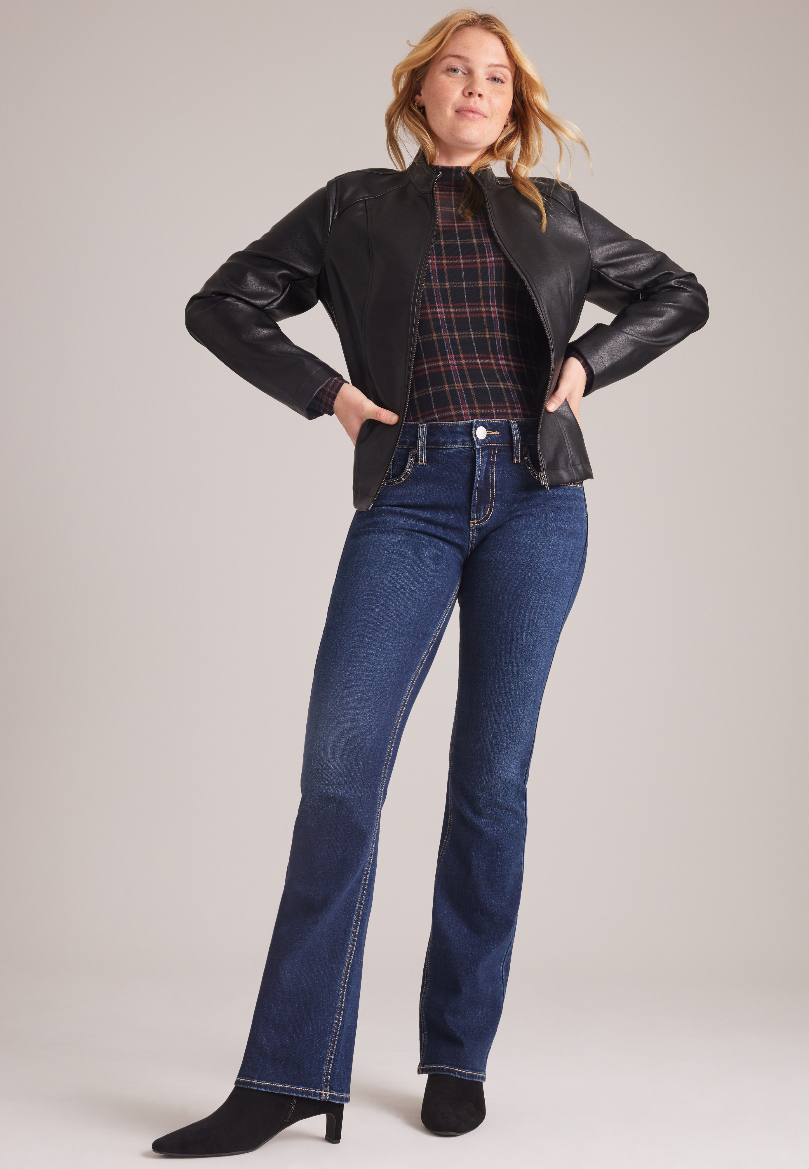Silver Jeans Co. ® Suki Curvy Mid Rise Embellished Slim Boot Jeans, C258, large