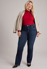 Plus Size Silver Jeans Co. ® Suki Curvy Mid Rise Embellished Slim Boot Jeans, C258, small