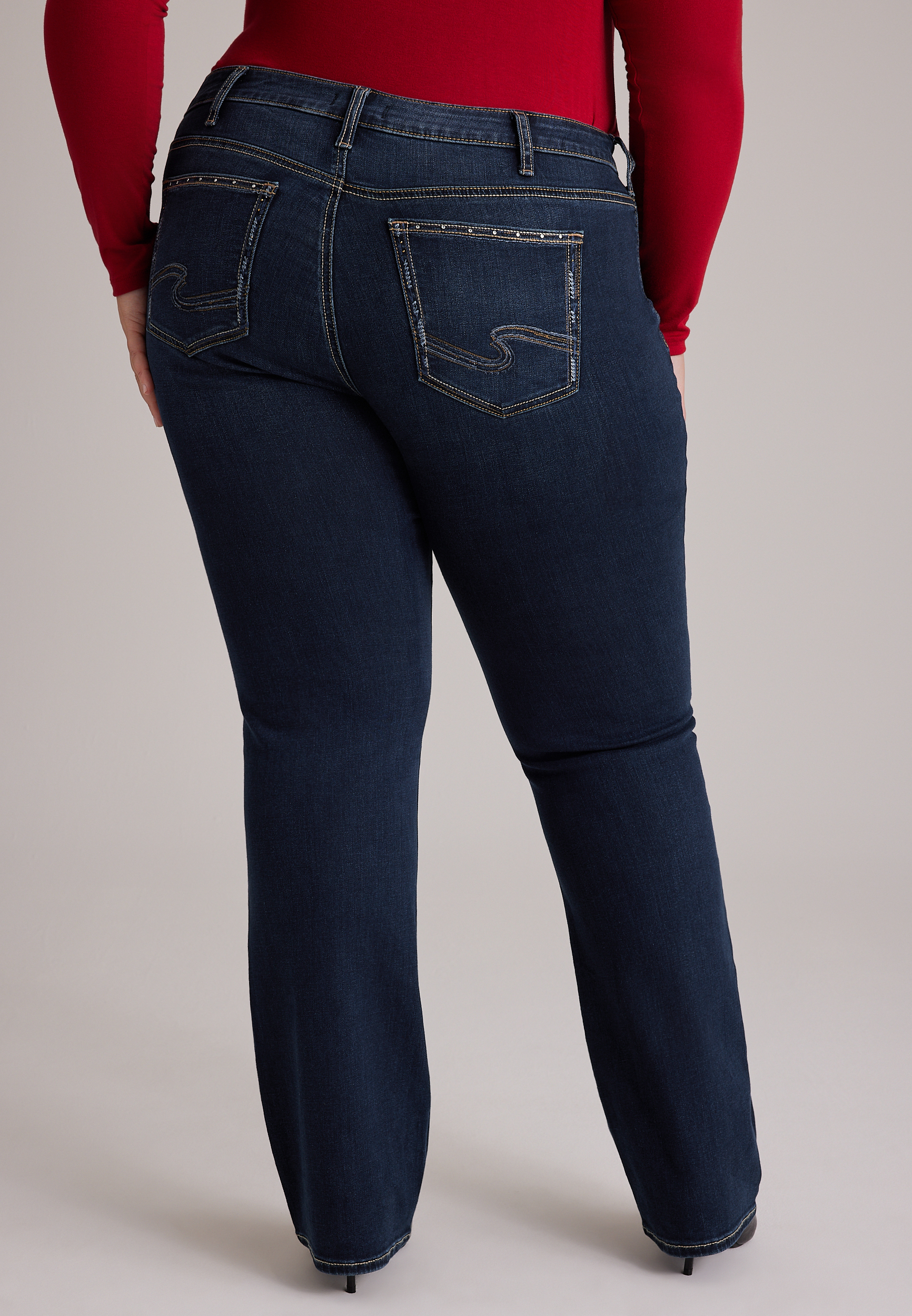 Plus Size Silver Jeans Co. ® Suki Curvy Mid Rise Embellished Slim Boot Jeans, C258, large