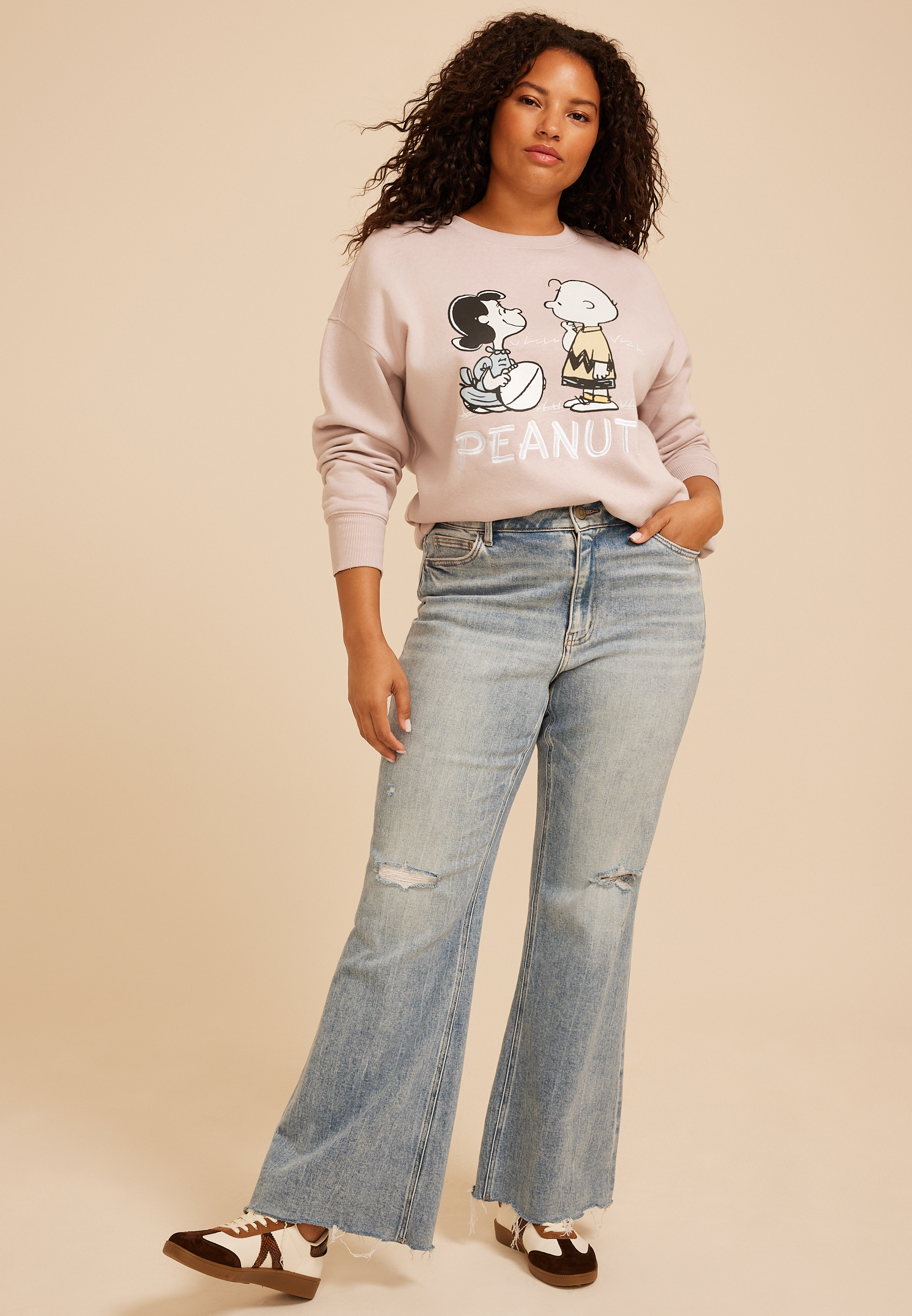 Plus Size Peanuts Sweatshirt, C3591, large