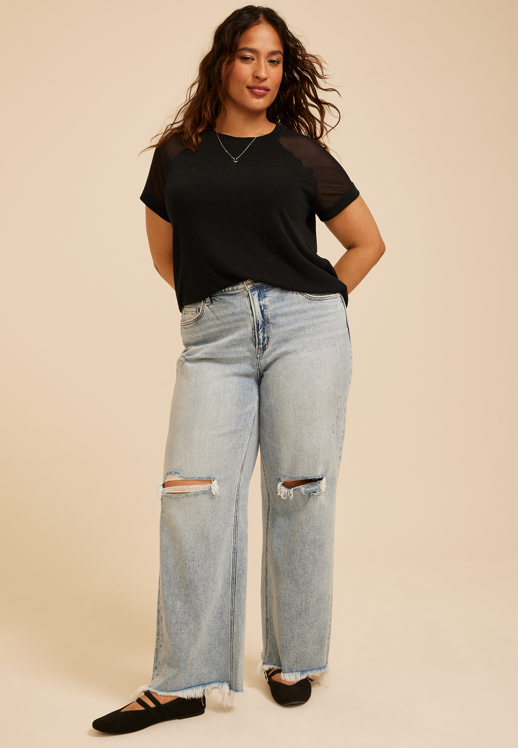 Plus Size 24/7 Mesh Raglan Sleeve Tee