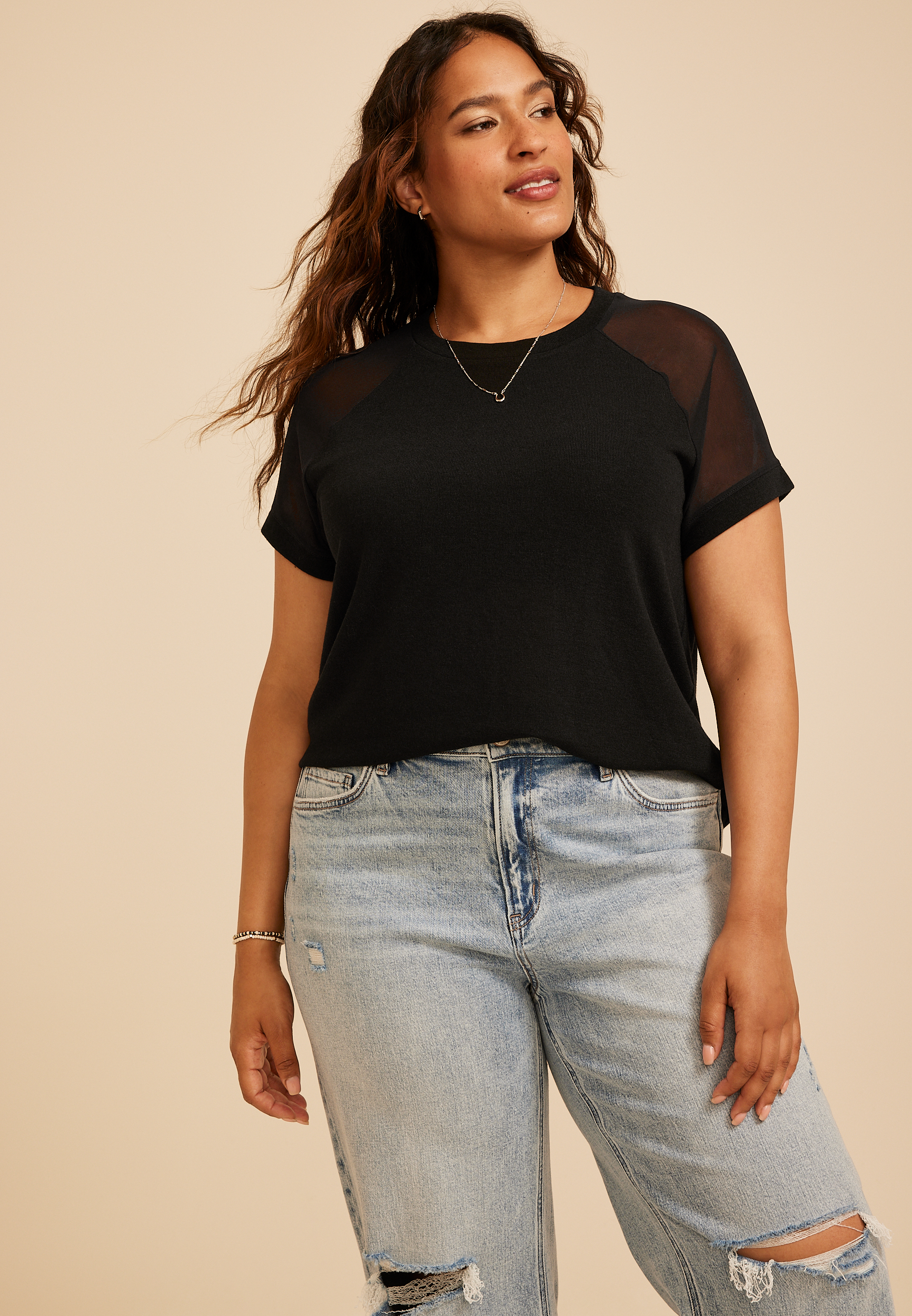Plus Size 24/7 Mesh Raglan Sleeve Tee, C106, large