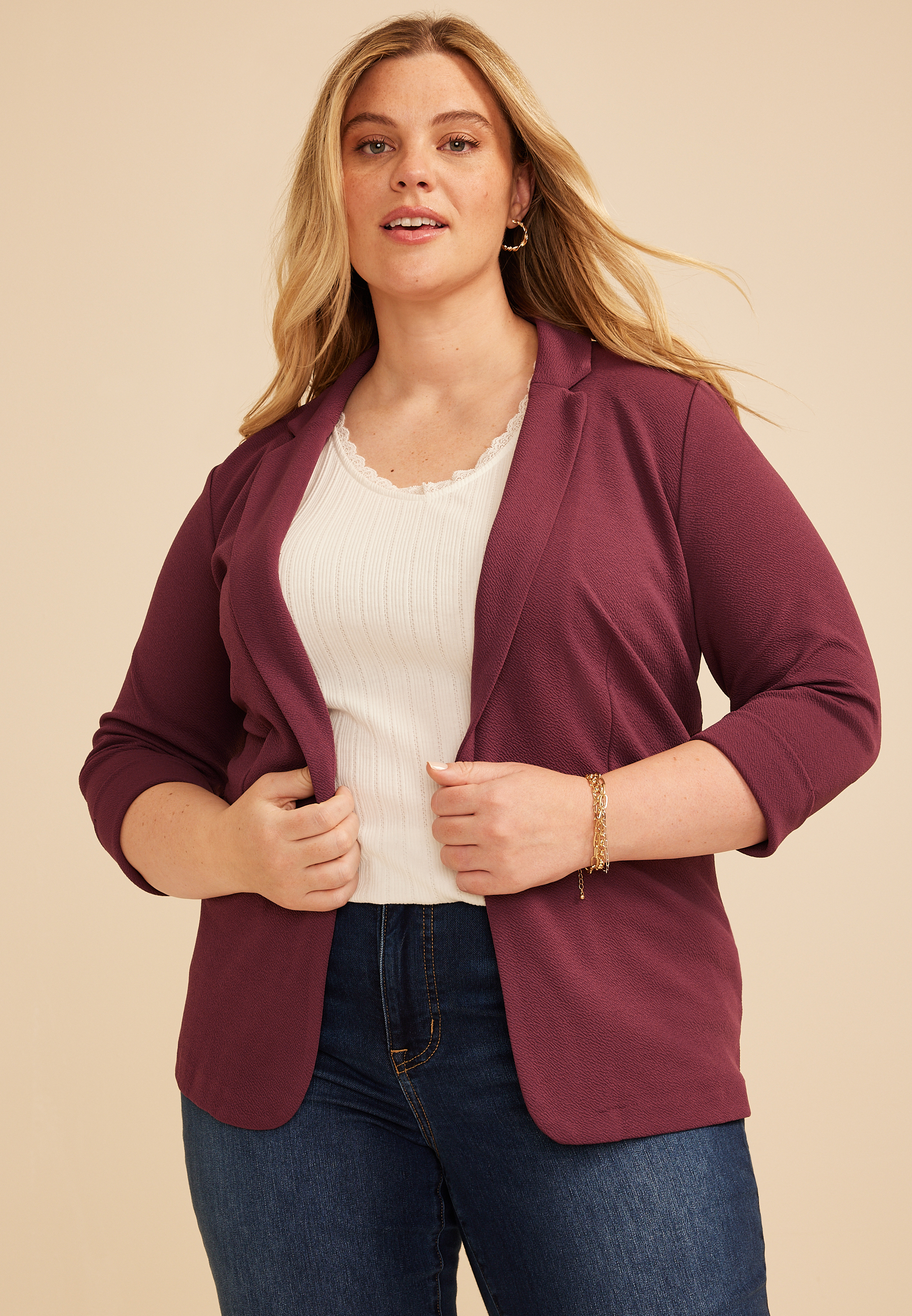 Plus Size Versa Open Front Blazer