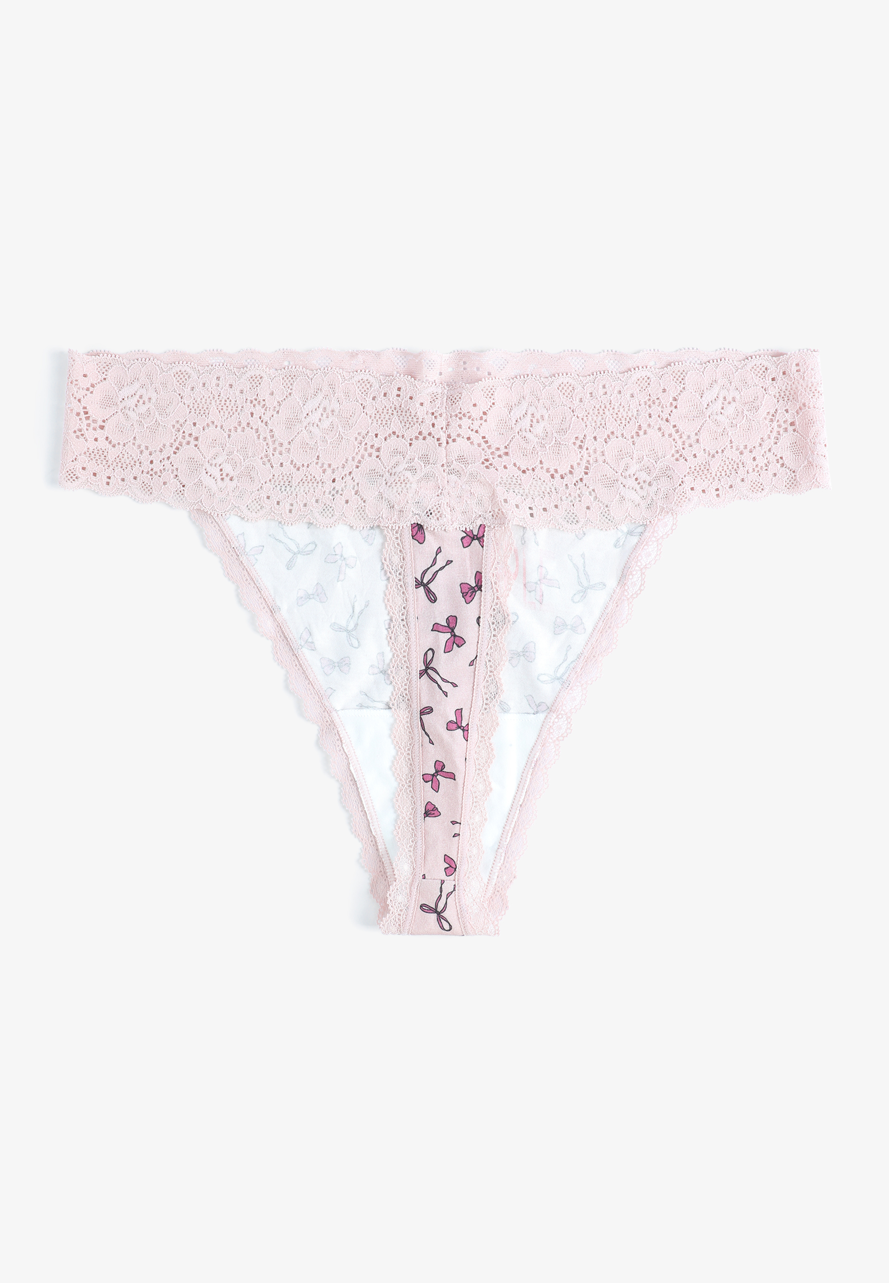 Simply Comfy Cotton Bow Print Thong Panty, C6942, large