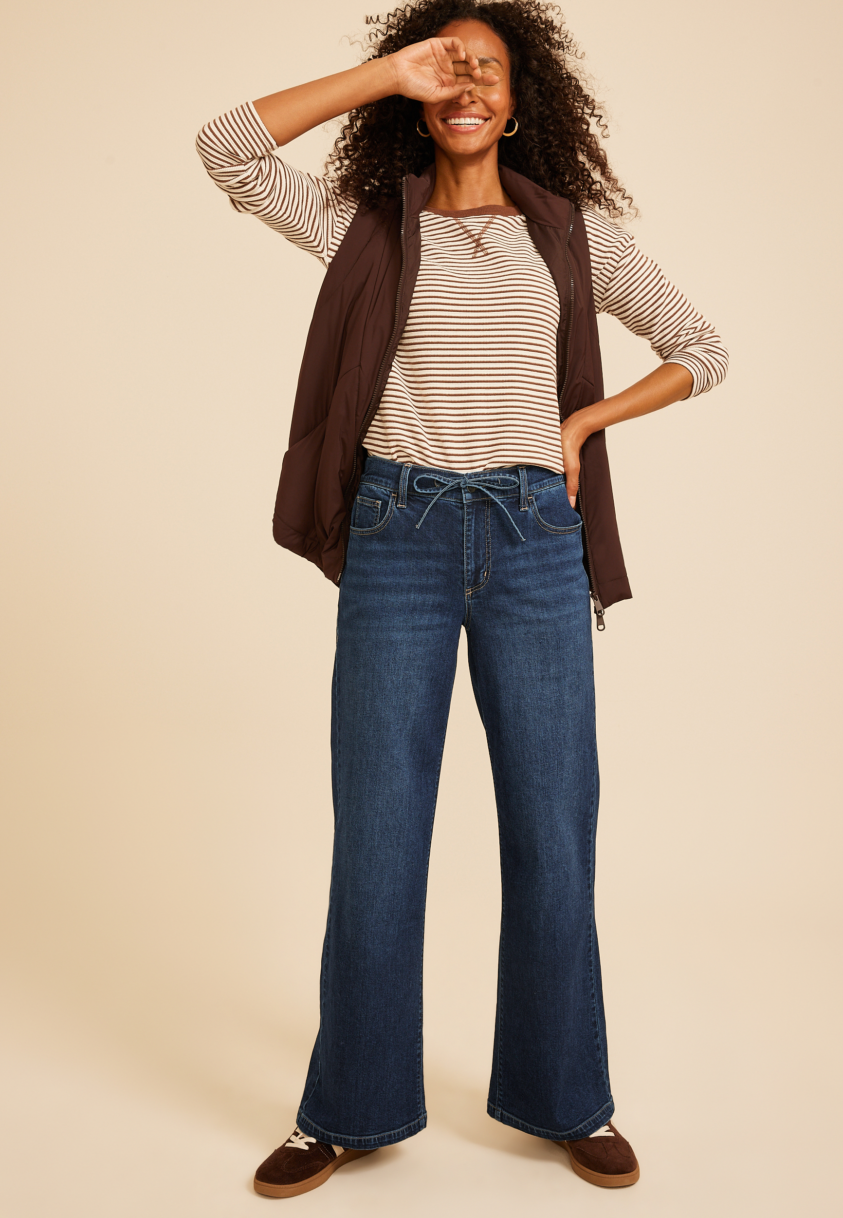 m jeans by maurices™ High Rise Self Tie Soft Denim Wide Leg Jeans, C258, large