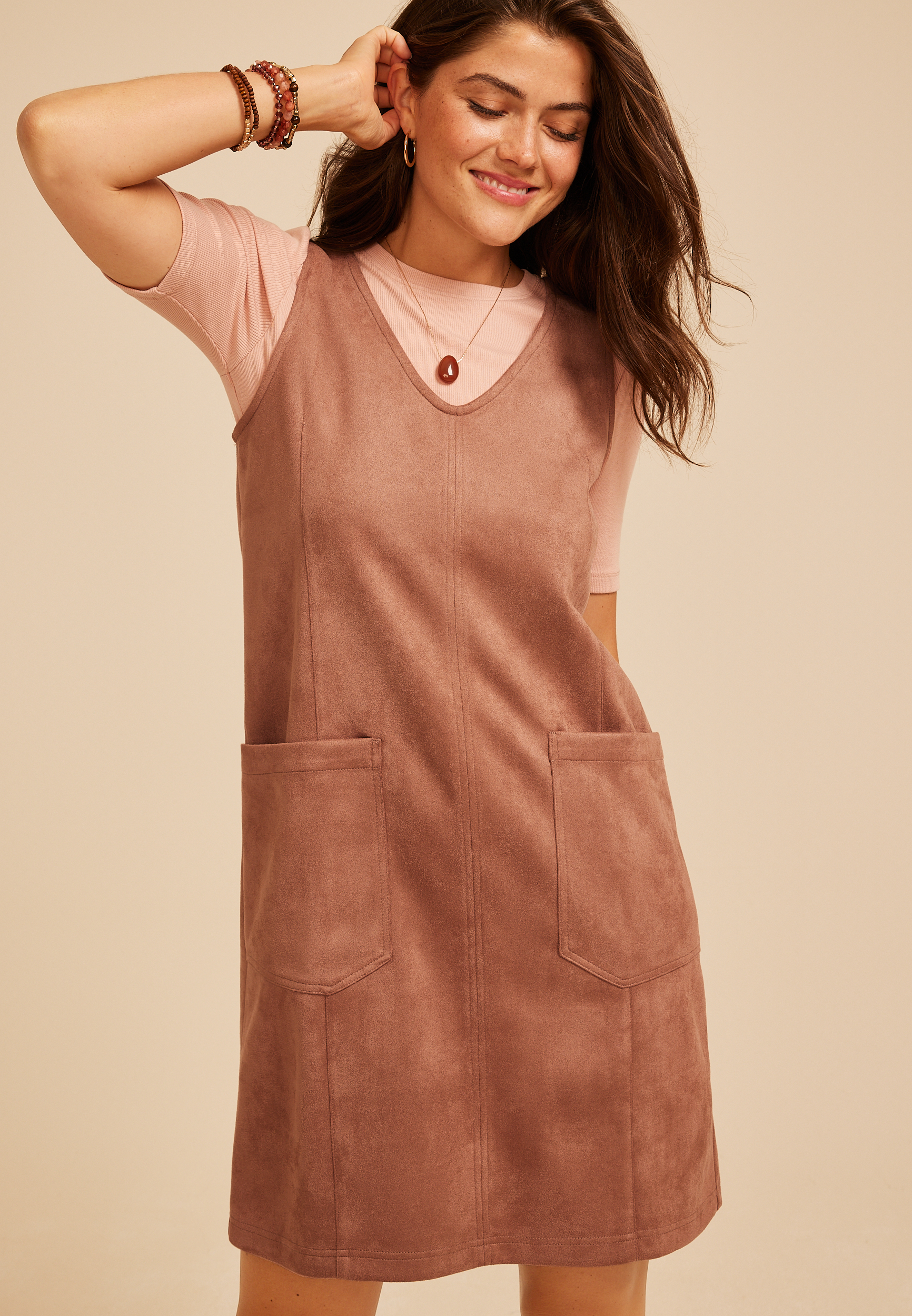 Bare Faux Suede Shift Dress