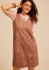 Bare Faux Suede Shift Dress, C4183, small
