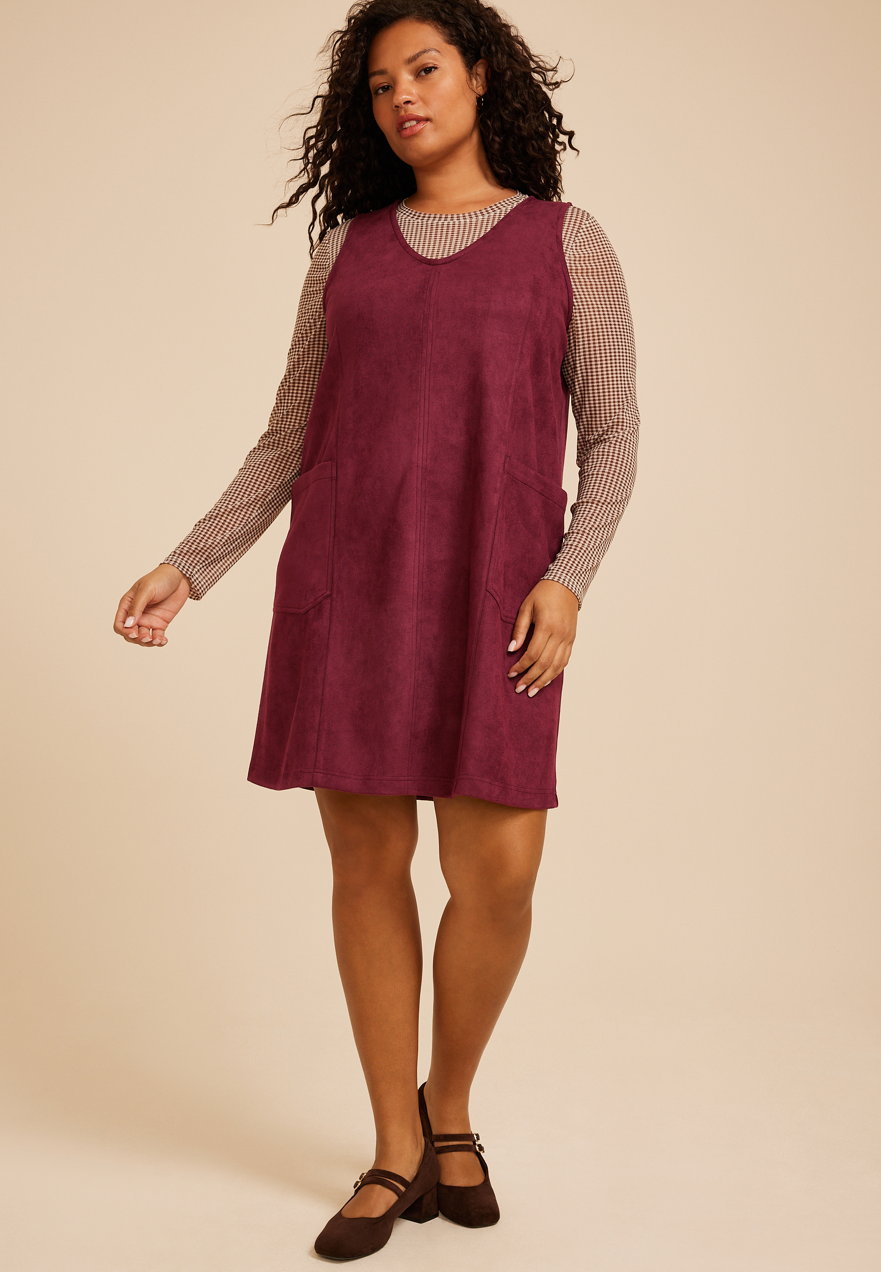 Plus Size Bare Faux Suede Shift Dress