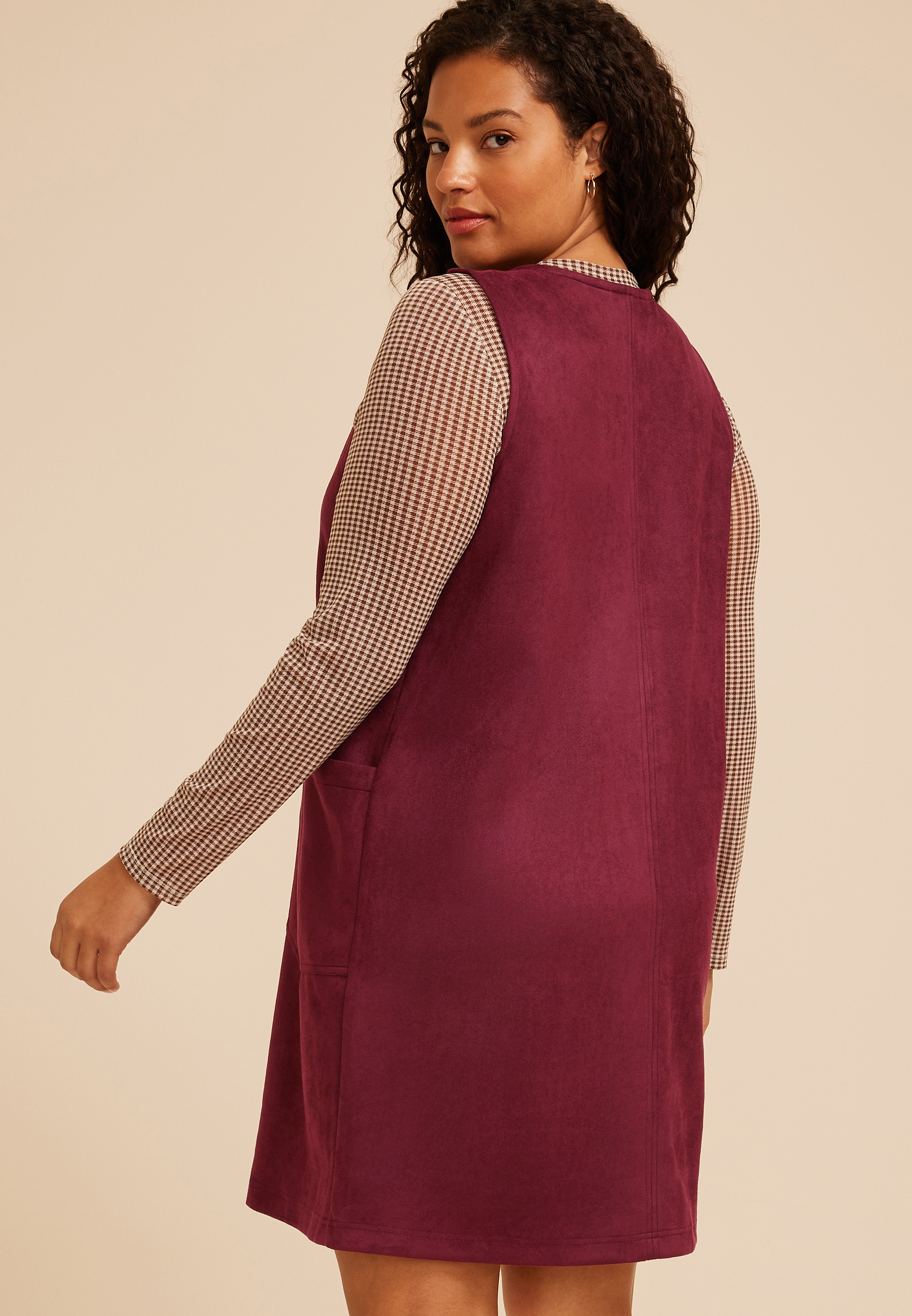 Plus Size Bare Faux Suede Shift Dress, C7923, large