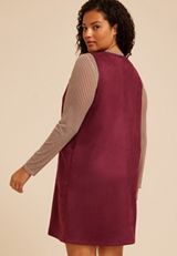 Plus Size Bare Faux Suede Shift Dress, C7923, small