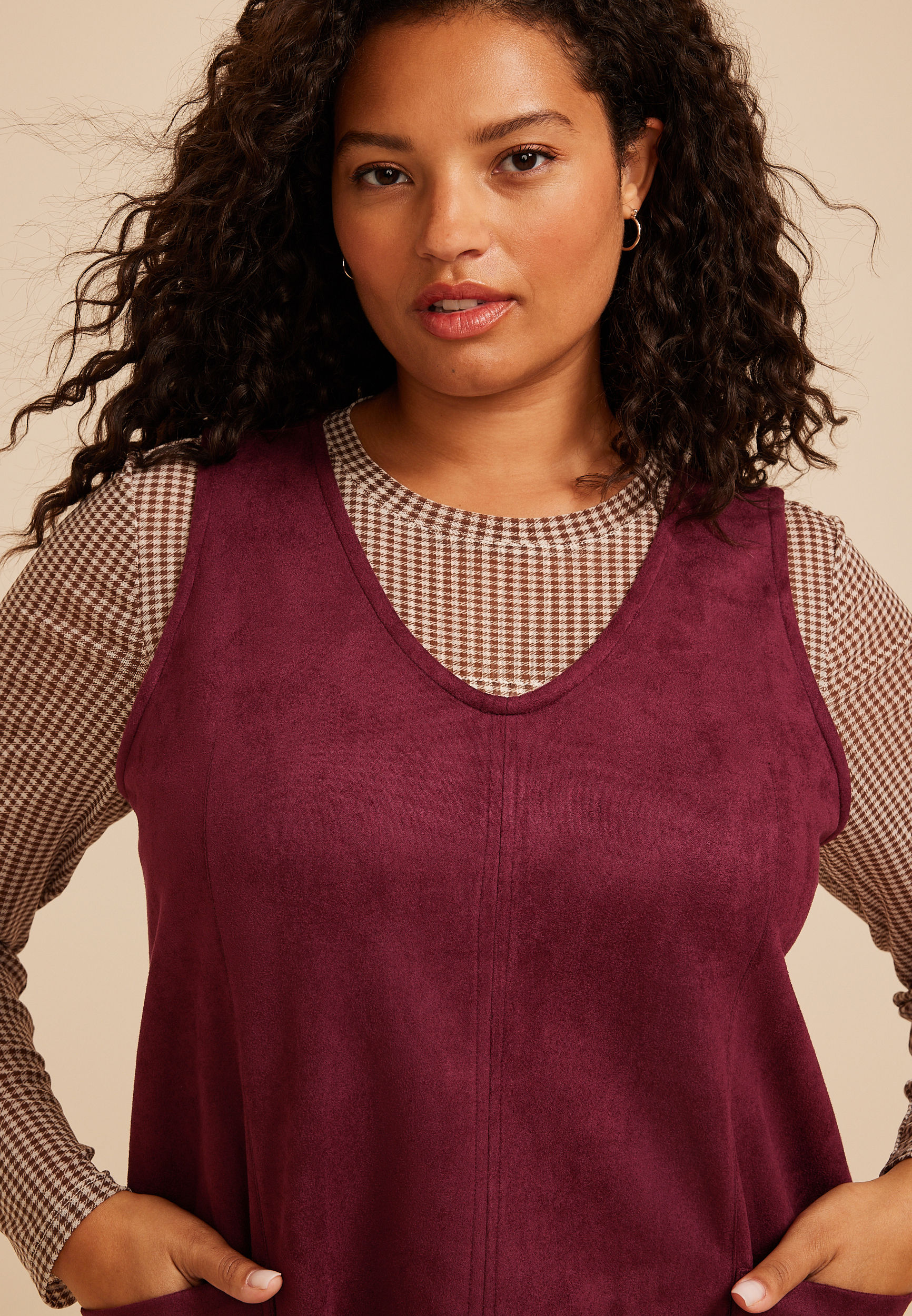 Plus Size Bare Faux Suede Shift Dress, C7923, large